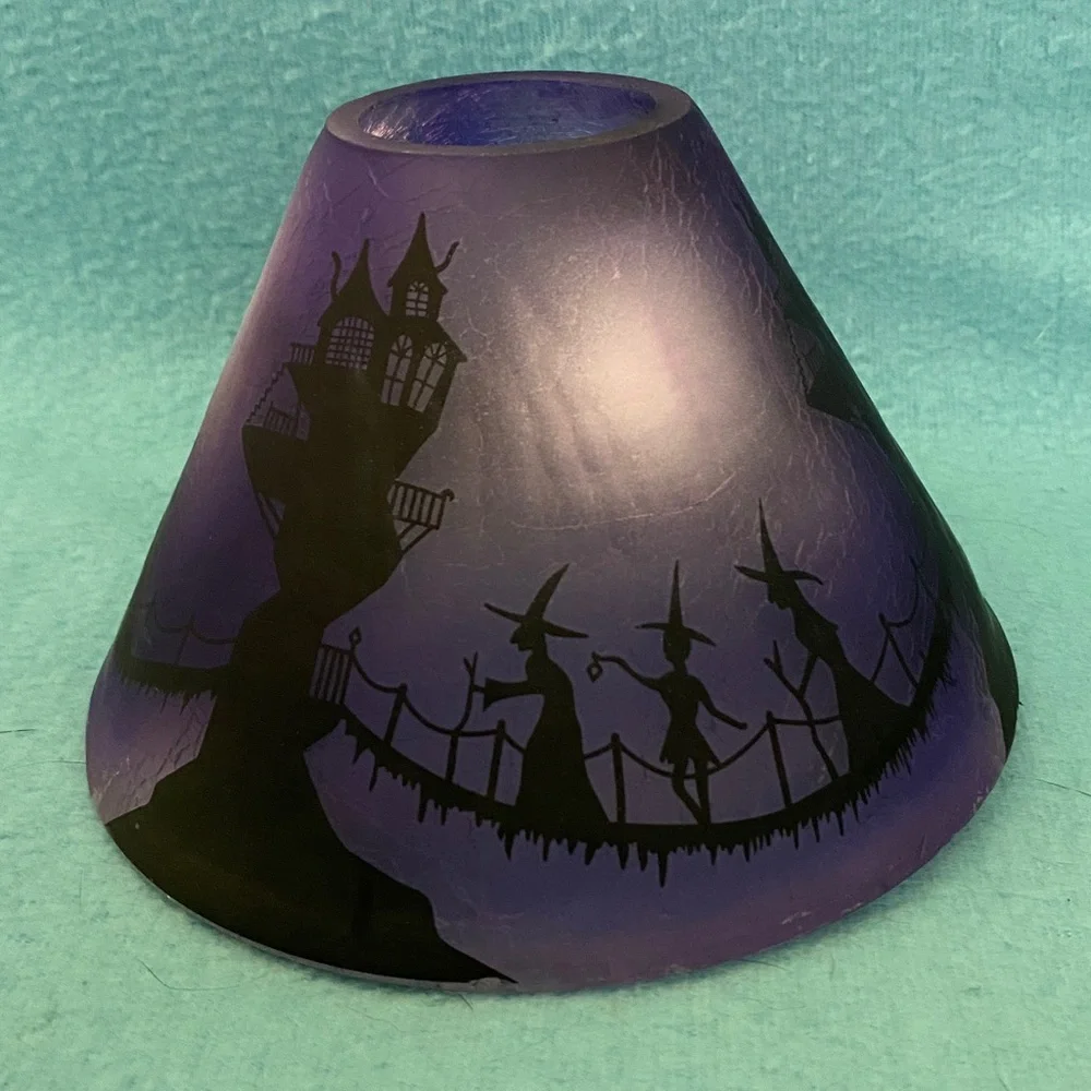 Yankee Candle vintage rare crackle shade witch silhouette full moon purple black